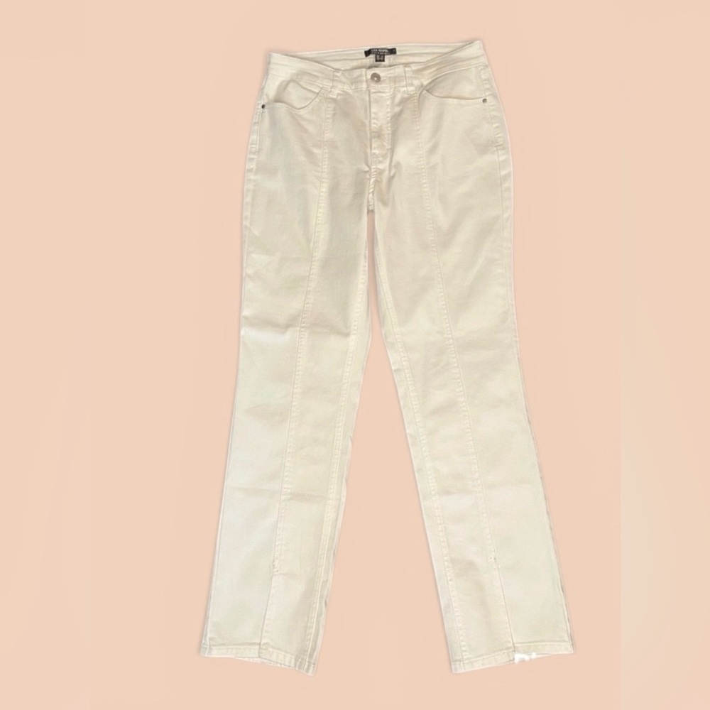 Classic Straight Denim Split Hem White Jeans Sz 8